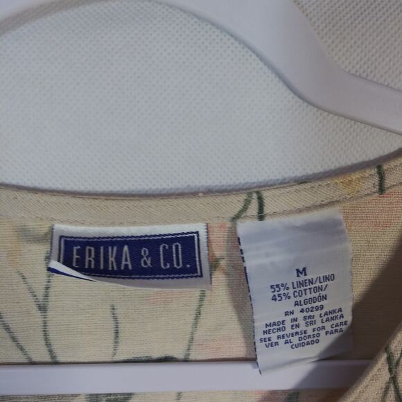 Erika & Co Vintage Neutral Floral Linen Jacket Shacket Cottage Size M - Picture 5 of 10